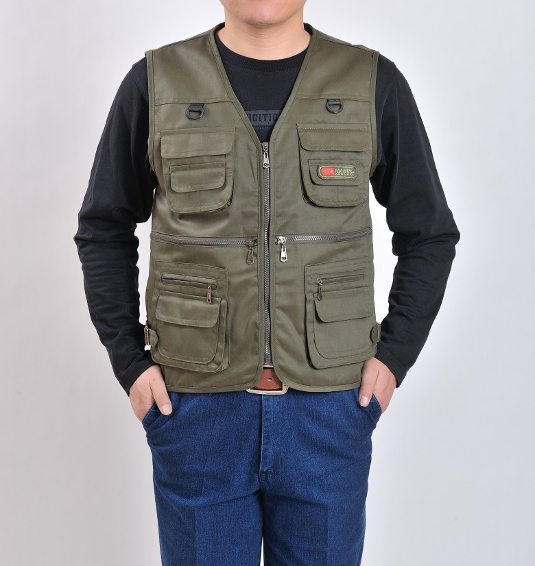 春秋款军绿迷彩休闲多兜中老年男士秋冬马甲多口袋保安工作服马甲