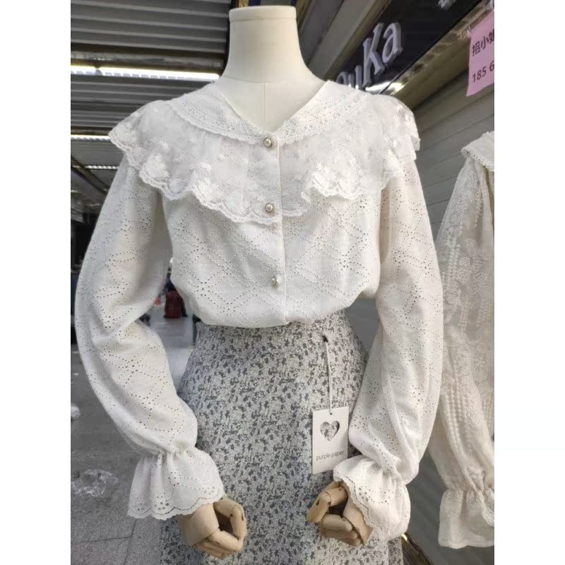 广州北北服装蕾丝透明娃娃领镂空衬衫 397719|msdalam kategori Butik wanita / wanita, shirt - dari Buy2taobao.com untuk memberikan perkhidmatan ejen Taobao profesional membeli