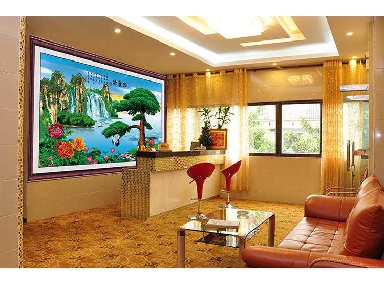 g迎客松装饰贴画客厅沙发背景墙壁画宾馆酒店大堂风景自粘贴画