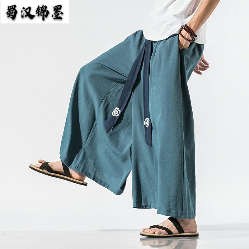 汉元素中国风仙气宋裤裙裤改良汉服唐装男民族复古风禅修居士服