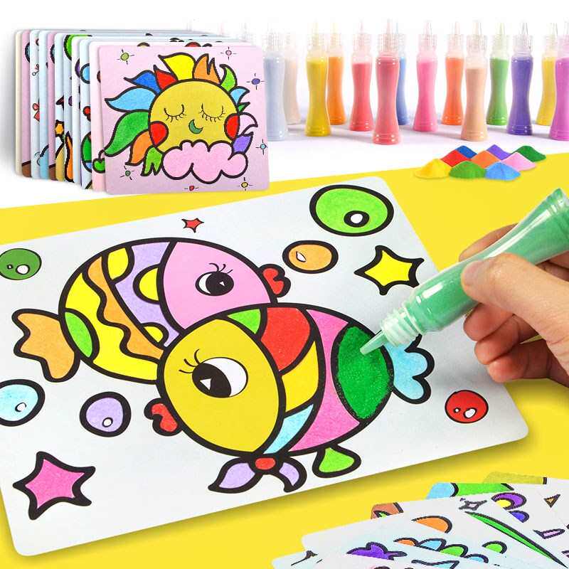 沙画手工diy涂色砂画 彩砂动手创新益智宝宝玩具儿童礼物学校_4折现价