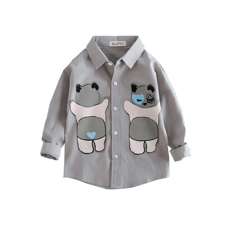 老款清仓宝贝哆来咪童装中童全棉衬衫小熊宝宝百搭衬衣柔软舒适