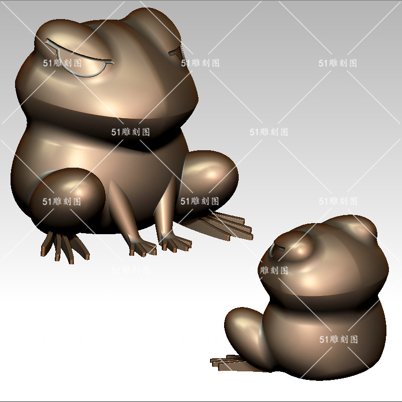 立体图3d模型打印扫描stl/obj四轴圆雕图木雕摆件蹲着的旅行青蛙
