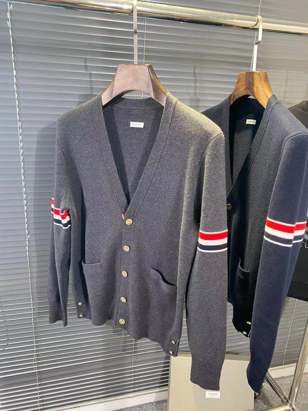 thom tb秋冬针织衫v领羊毛衫男女情侣汤姆布朗毛衣外套tb开衫