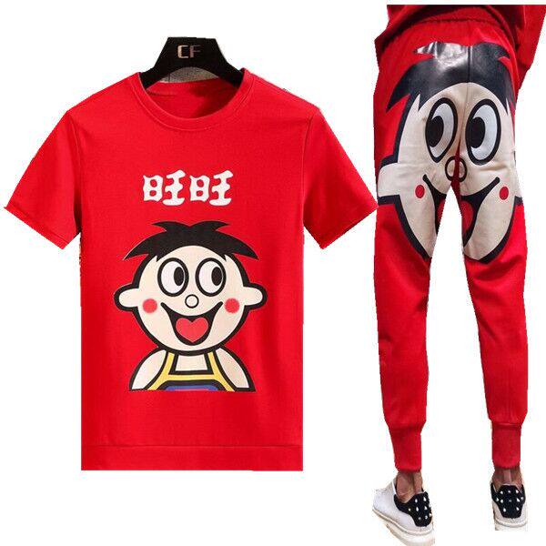 特价社会小伙精神套装_抖音款旺仔套装社会人旺仔牛奶衣服紧身衣男