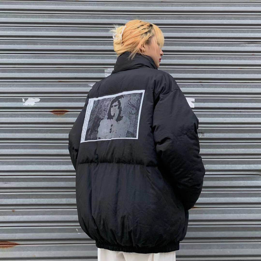 e绝迹款反光女人脸加厚棉服bf风男女嘻哈羽绒服潮
