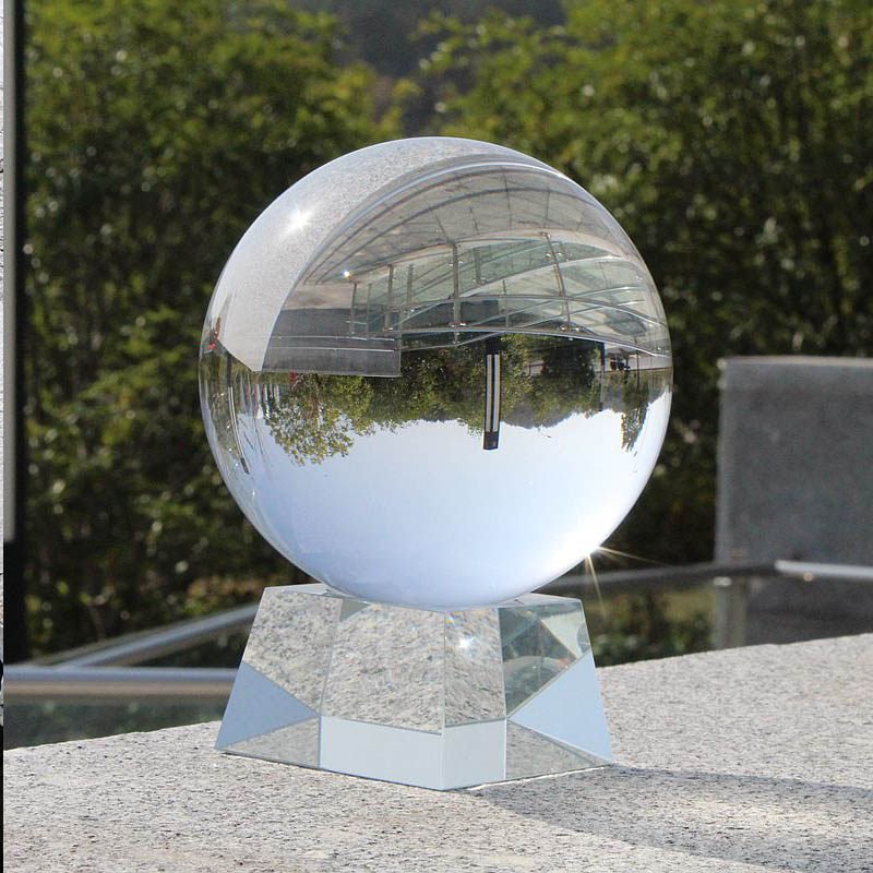 玻璃球水晶球白色底座占卜师透明圆球定制招财转运客厅办公室摆件
