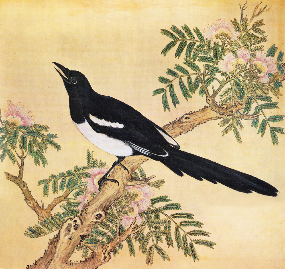 故宫鸟谱009北喜鹊仿古画复制名人字画名家书画29x32花鸟画小品