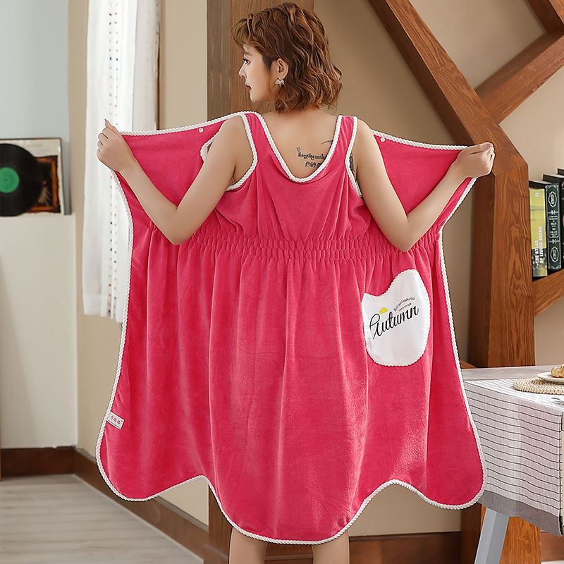 浴巾女家用可穿裹80-180斤速干吸水不掉毛吊带浴裙浴袍新款