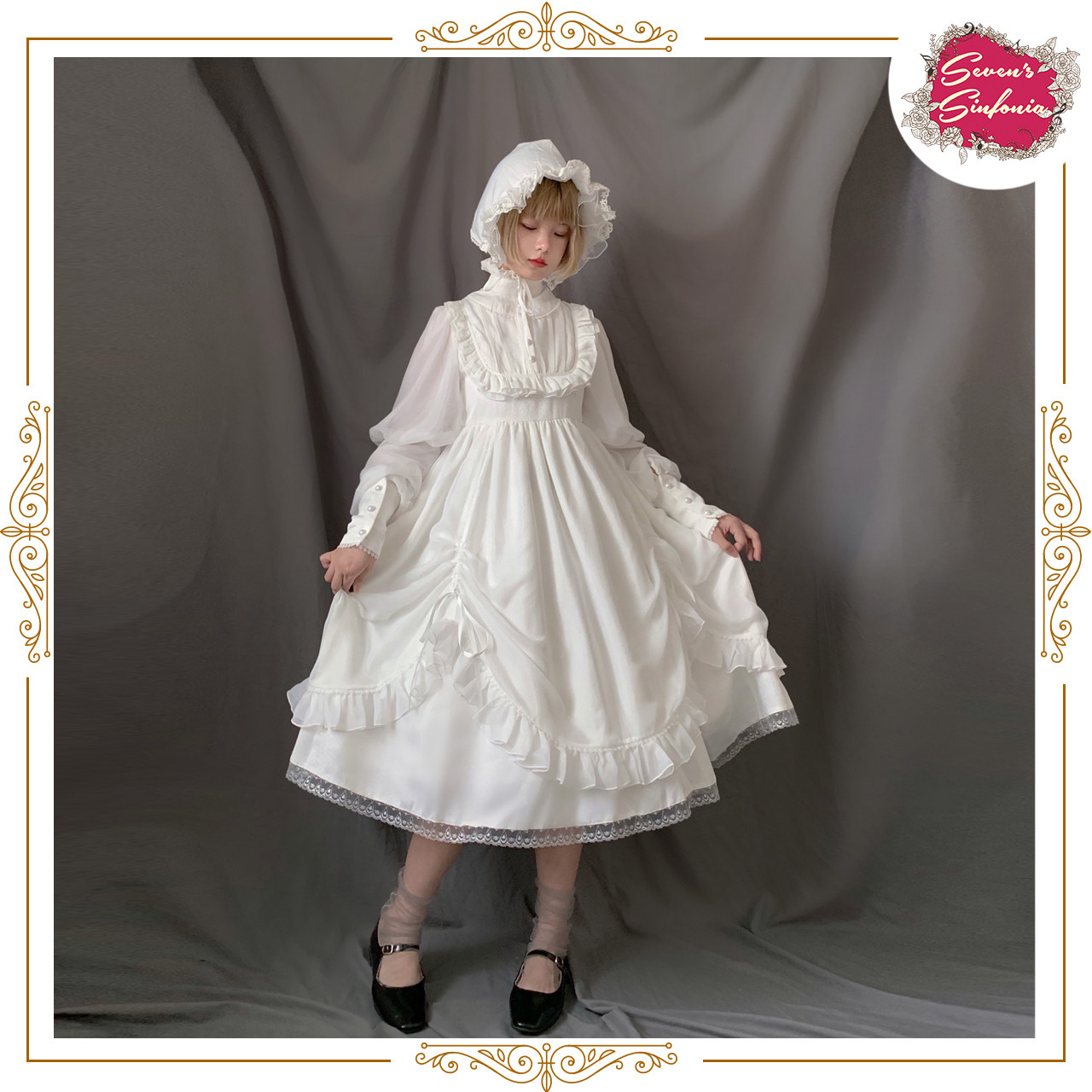 【七符音】(五期定金)萨拉班德sarabande 纯白色lolita连衣裙op