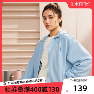 361运动外套女2024春夏新款连帽开襟卫衣宽松休闲针织运动服上衣