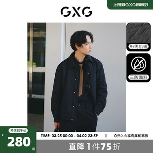 GXG男装 三防满身绗线格衬衫式保暖棉夹克外套 2023年冬季新品