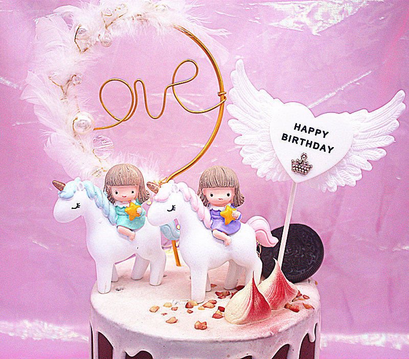 蛋糕装饰ins风摆件独角兽许愿星女孩生日派对立体天使翅膀装扮