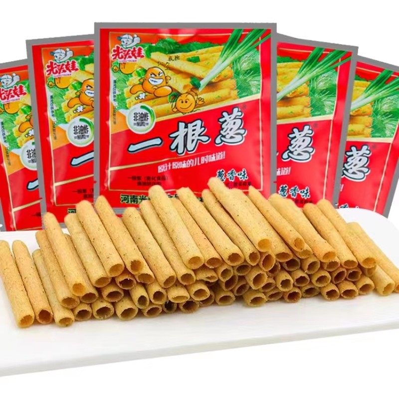 香脆可口休闲膨化食品 儿时怀旧零食品 光头娃一根葱10g*30包