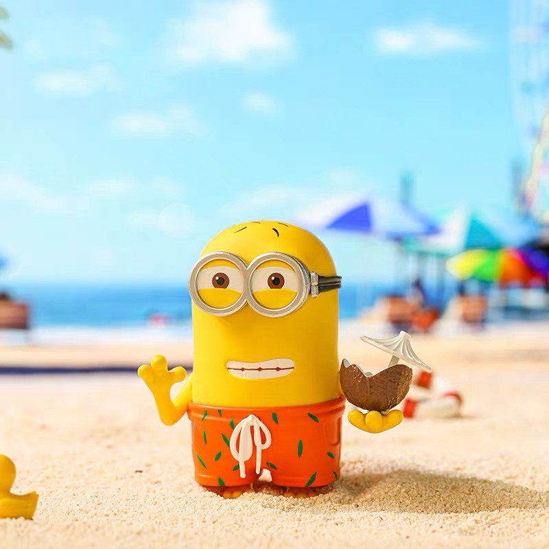 一折摆件 创意 礼物_popmart泡泡玛特小黄人度假系列盲盒礼物可爱手办