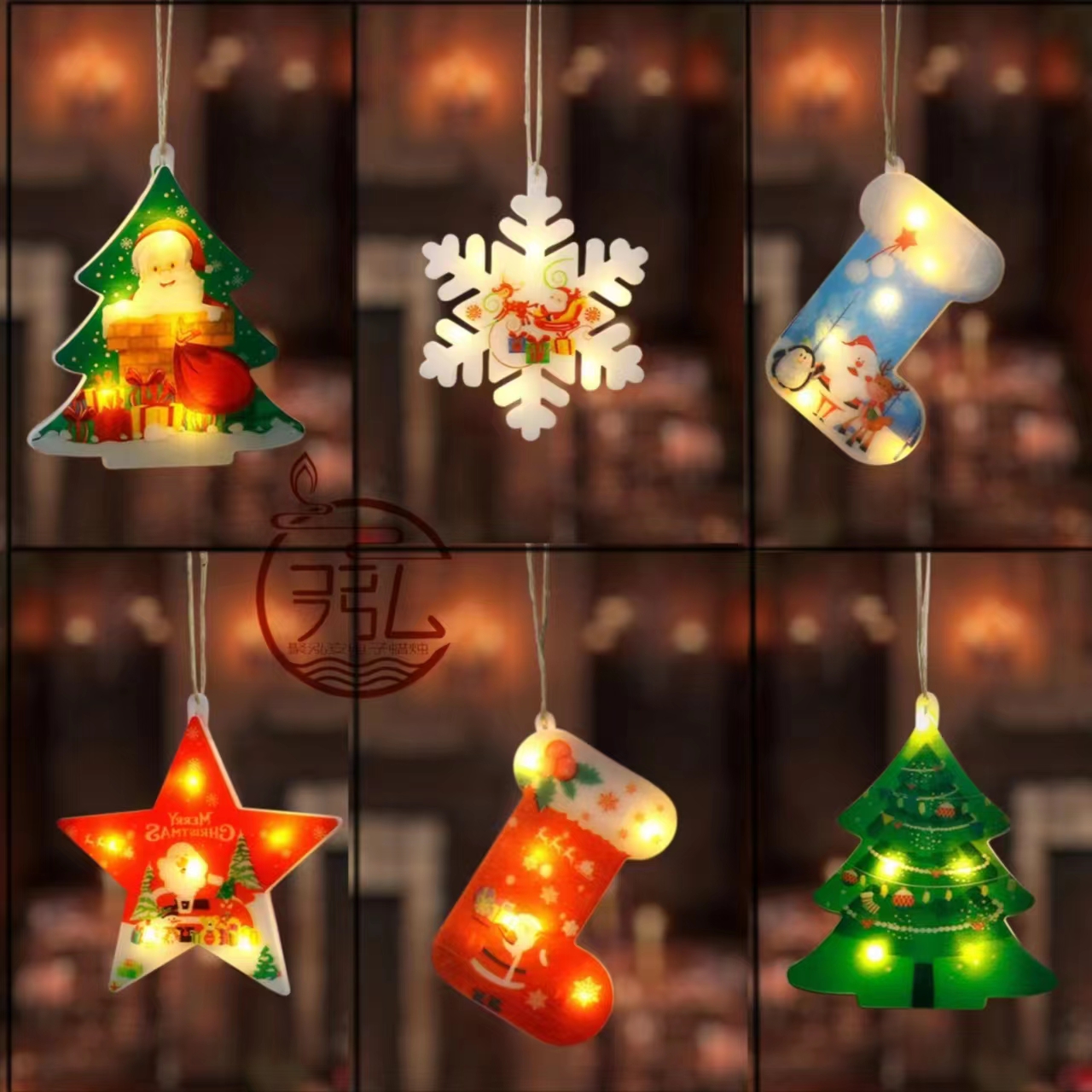 圣诞节袜子气氛灯灯带LED电子发光小夜灯场景圣诞树挂件挂饰氛围