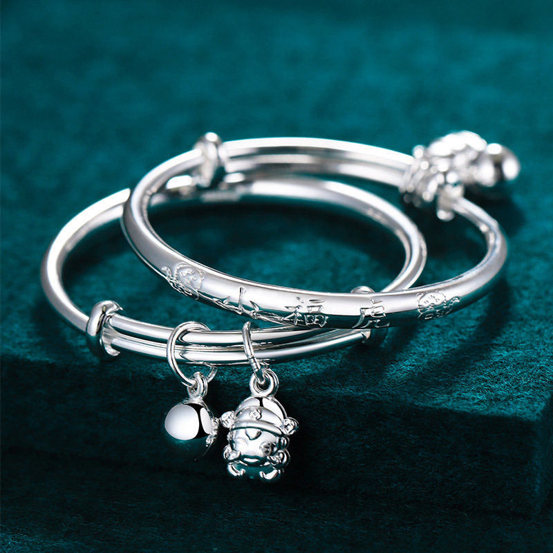 宝宝银手镯9999纯银老凤祥云