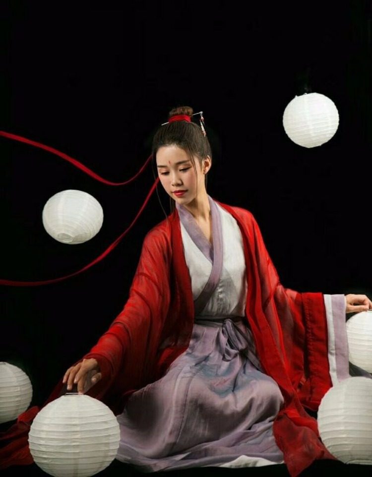 红颜魏晋风日常汉服古装女中国风广袖学生齐腰襦裙古风套装清仓红