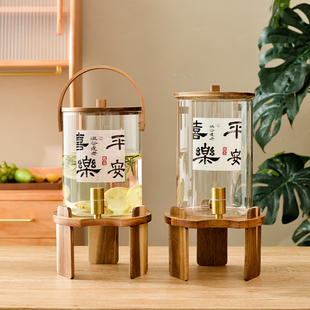 玻璃冷水壶带龙头家用储水茶壶网红自助饮料桶大容量耐高温凉水桶