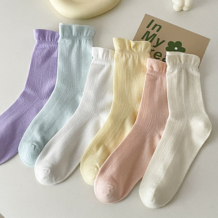 白色袜子女中筒春夏季松口纯棉秋季薄款透气堆堆长筒月子袜孕妇袜