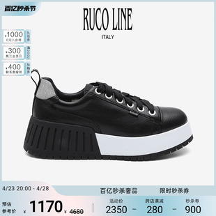 Ruco Line如卡莱女鞋R-Dj系列经典黑色厚底百搭休闲鞋增高鞋女