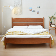 Nordic solid wood bed cherry wood black walnut simple Japanese 1.5 single master bedroom 1.8 m double bed log bed