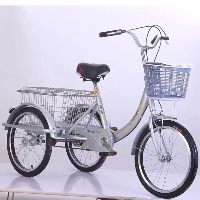 双链条老年三轮车人力老人代步车小型脚蹬车脚踏自行车成人三轮车