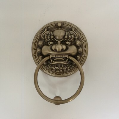 门鼻仿古拉环对开门木门门环中式拉手把手兽头狮头虎头铜庭院大门