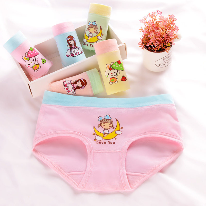 女童儿童内裤女纯棉平角小女孩三角内裤女宝宝中大童短裤4条装
