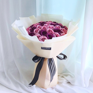 52朵玫瑰香皂花大束婚礼手捧花 七夕情人节送老婆闺蜜 女生日礼物