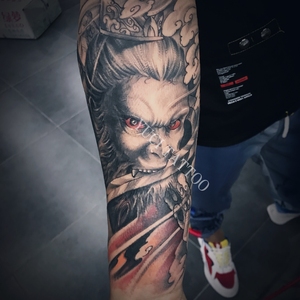 花臂半臂浮世绘斗战神孙悟空潮流拍摄男女仿真防水持久纹身贴