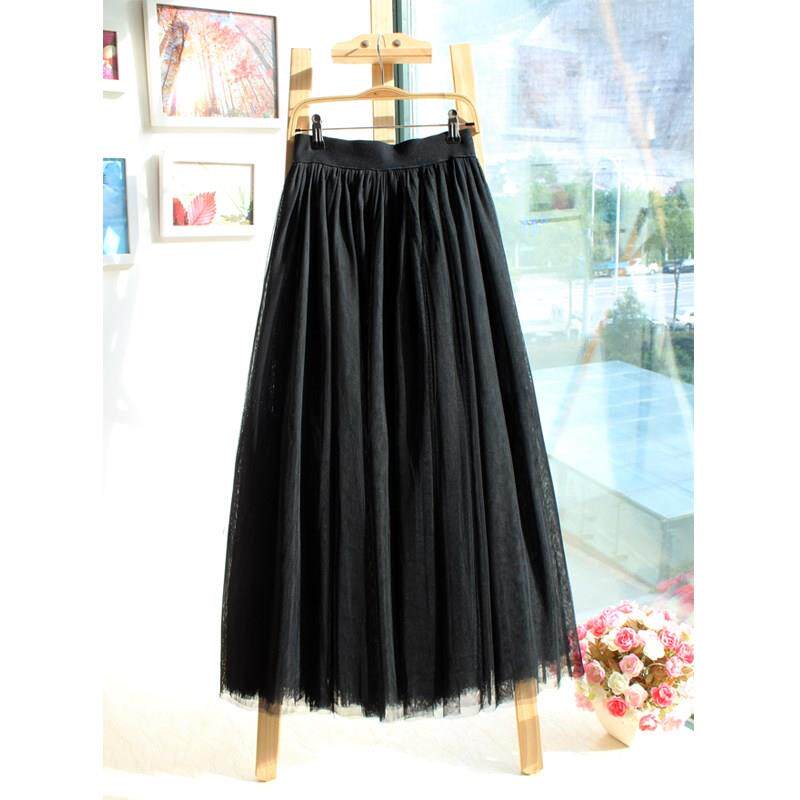 半身裙2018新款韩版百搭显瘦网纱裙仙女纱裙大摆蓬蓬裙百褶裙长裙