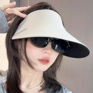 无痕防晒帽子女一帽两戴大帽檐空顶遮阳帽户外运动防紫外线太阳帽