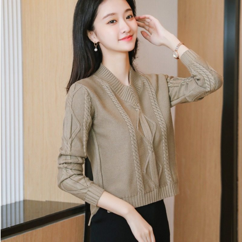 短款毛衣配裙子穿的套头前短后长宽松洋气韩版不规则打底短针织女