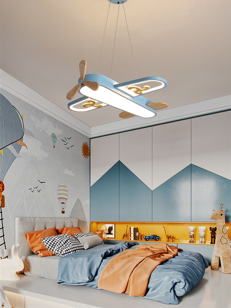 地中海蓝色飞机儿童吊灯简约现代创意个性男生卧室灯小孩房间灯具