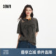 森马短袖T恤女中长款纯棉做旧oversize夏2025新款蝴蝶结破洞衣服