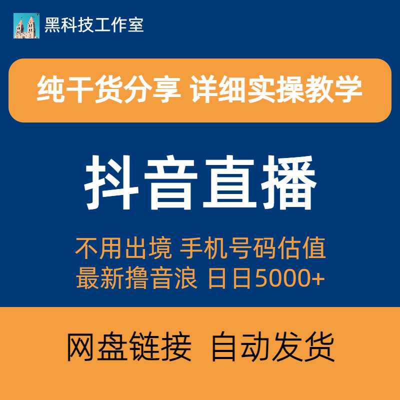 抖音不出境直播【手机号估值】最新撸音浪，日入5000+