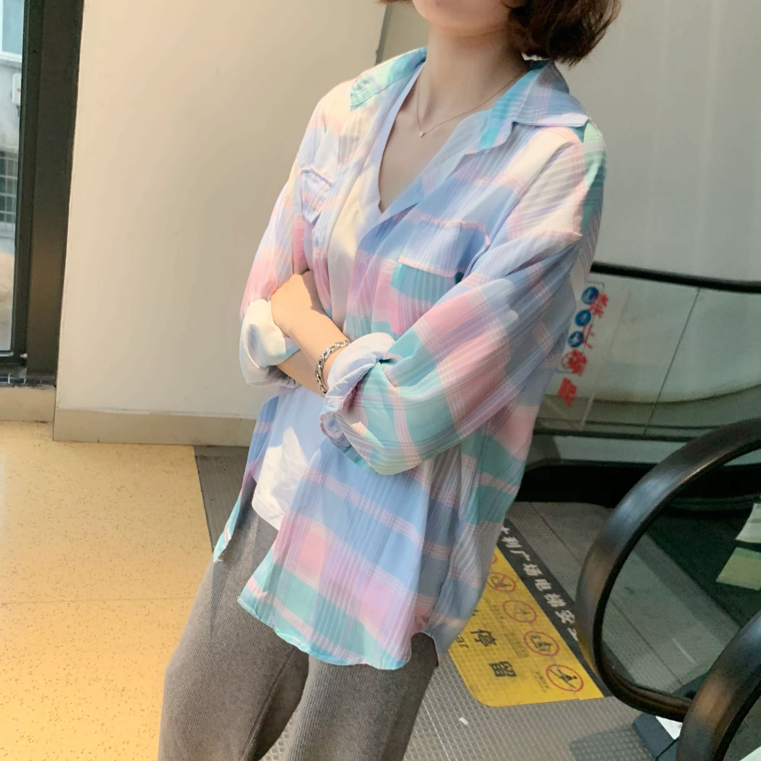 春夏宽松洋气复古很仙设计感小众长袖条纹衬衫心机衬衣上衣女学生|msdalam kategori Butik wanita / wanita, shirt - dari Buy2taobao.com untuk memberikan perkhidmatan ejen Taobao profesional membeli