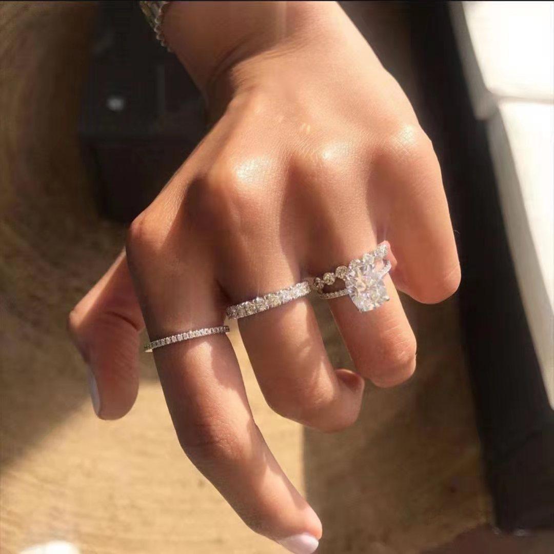 【ddoriss】潘星婷高碳钻莫桑钻925银标火彩钻戒戒指