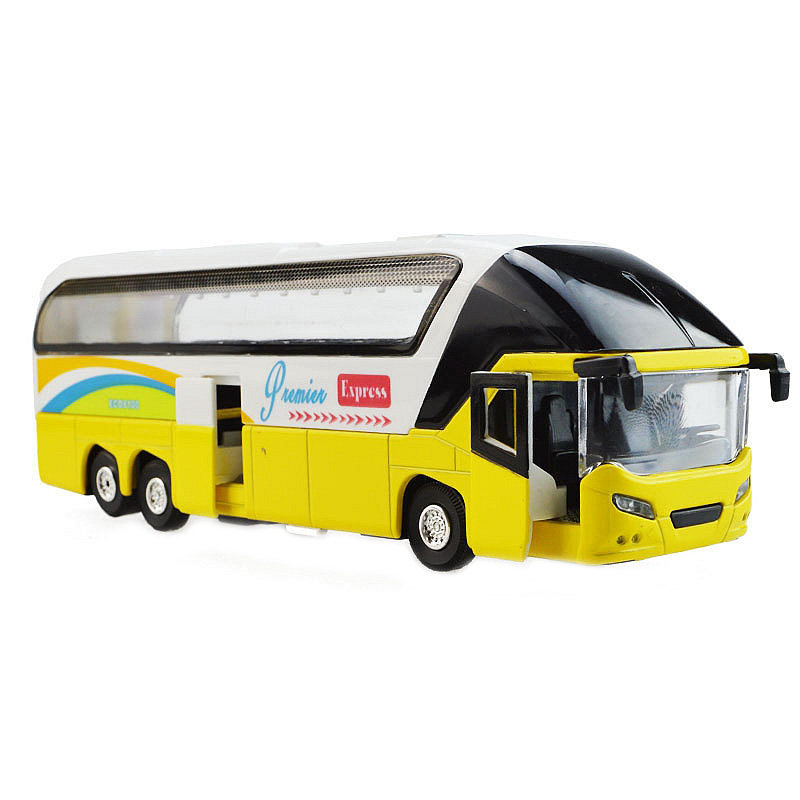 儿童玩具小汽车合金金属仿真双层旅游大巴士公交车模型声光回力车