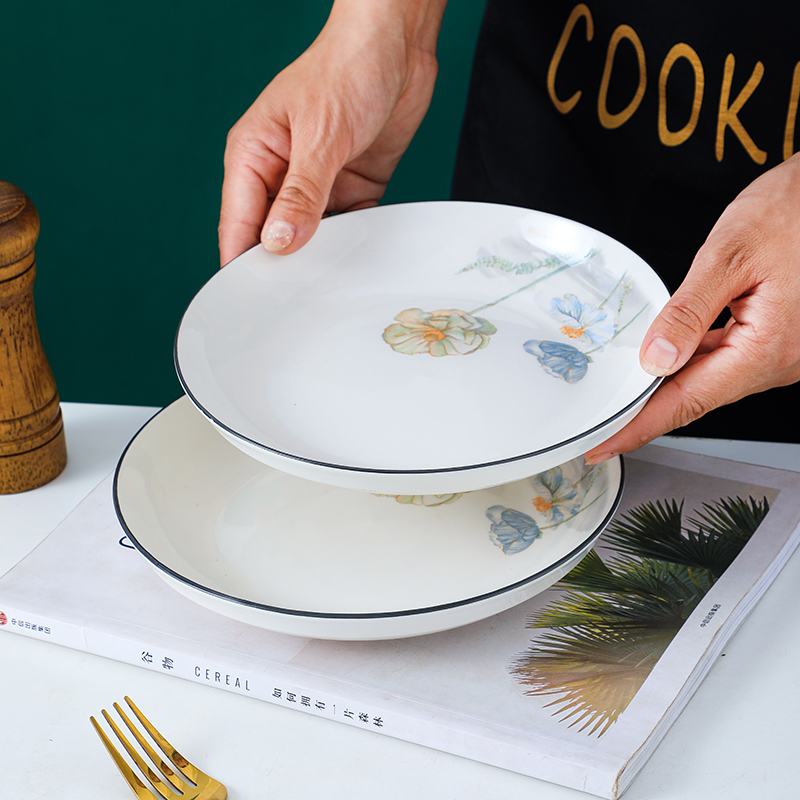 陶瓷餐具盘子家用饭盘圆盘7/8英寸圆形碟子特价可微波炉盘创意盘
