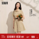 [商场同款]森马连衣裙女收腰衬衫裙复古2024夏新款美拉德纯色短裙