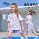 速干凉感 迪士尼女童夏季运动套装儿童假两件短袖T恤短裤篮球服薄