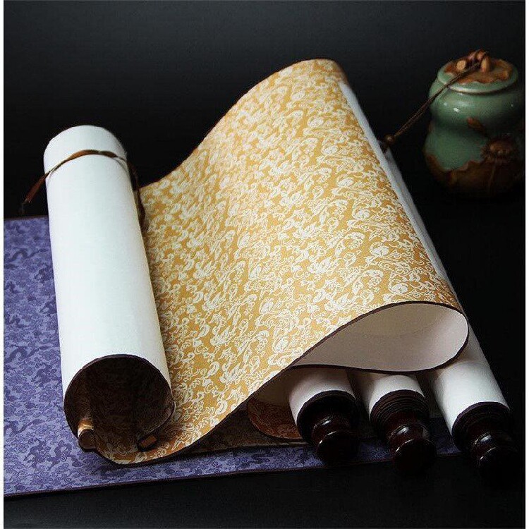 空白卷轴挂画轴半生熟白色宣纸免装裱画心二尺四尺横轴竖轴书画用