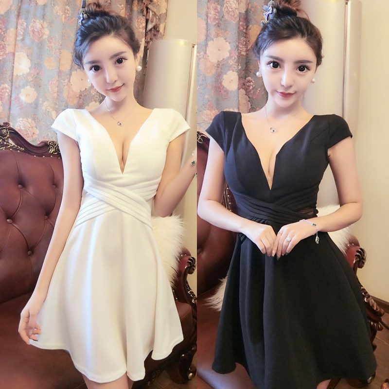 小清新夜场女装性感显瘦修身夜电V领低胸连衣裙酒吧裙子短裙礼服|ruв категории Женская одежда, платье - от Buy2taobao.com для оказания профессиональной услуги покупки агента Taobao