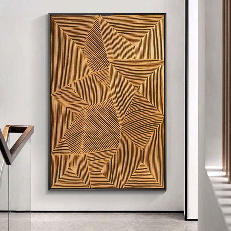 手绘油画美式轻奢立体线条抽象装饰画北欧现代客厅玄关走廊挂画