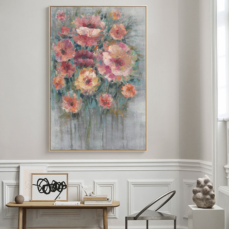 纯手绘油画北欧风格植物花卉挂画简约现代餐厅客厅卧室装饰画轻奢