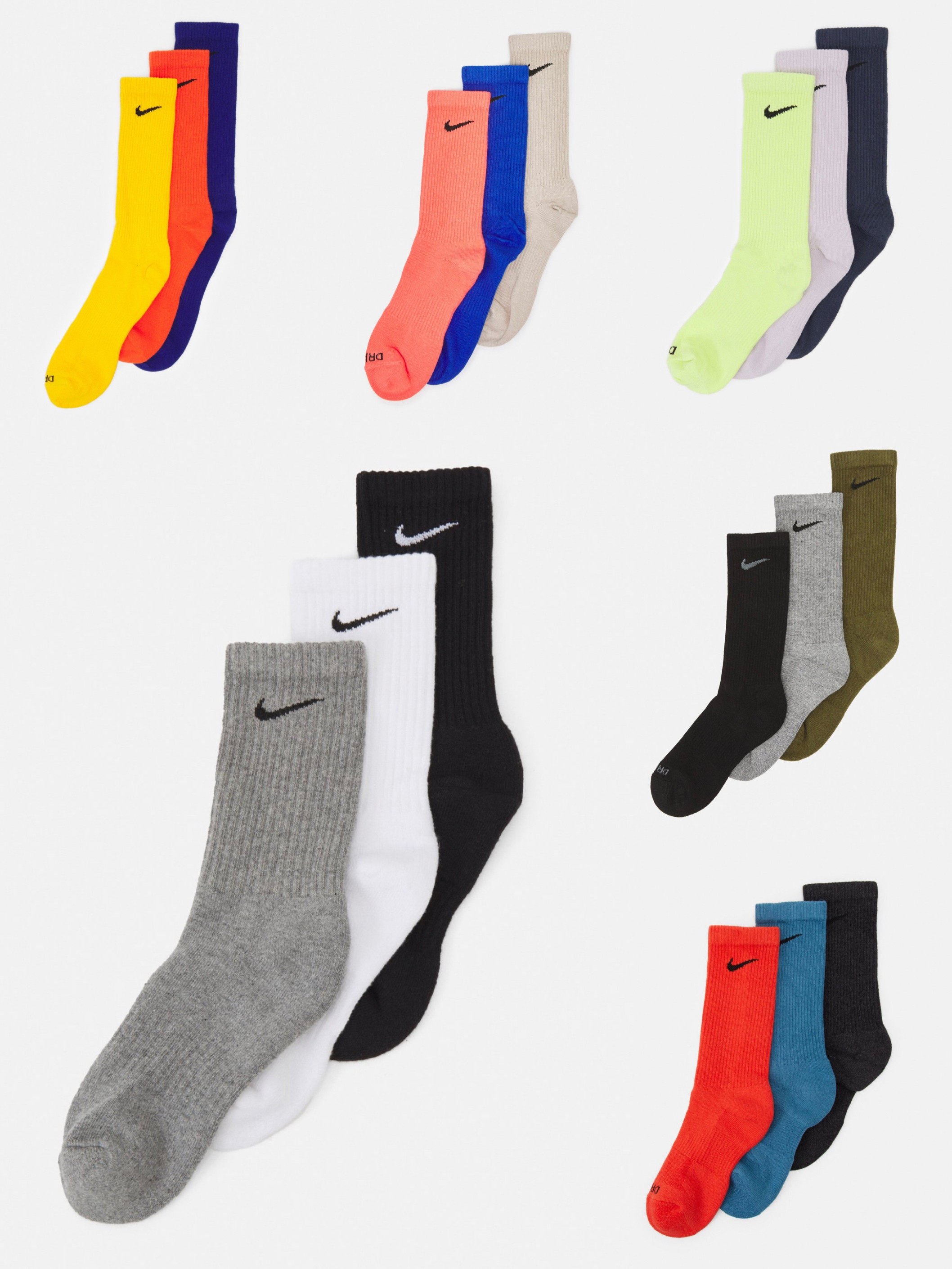 nike耐克袜子2021新品糖果彩色运动纯棉高帮长筒袜百搭潮袜三双