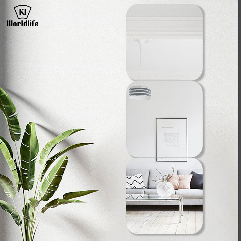 日本软镜子贴墙自粘家用浴室高清全身镜亚克力宿舍免打孔镜子贴片