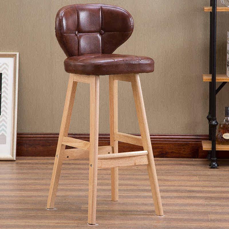 新品家用实木酒吧椅吧台椅高脚凳美式复古前台座椅咖啡厅高脚